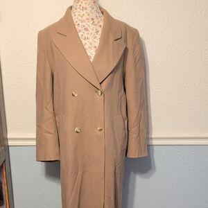Elegant Tan Double-Breasted Women's Long Camel Coat M/L Pendleton